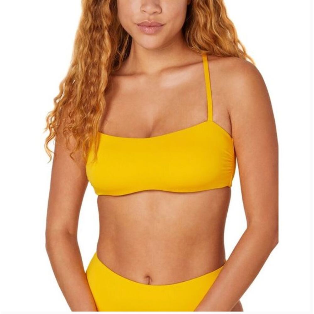 🔥 Andie Swim The Newport Top Yellow Sunbeam in Large NWT NEW Bikini Bandeau